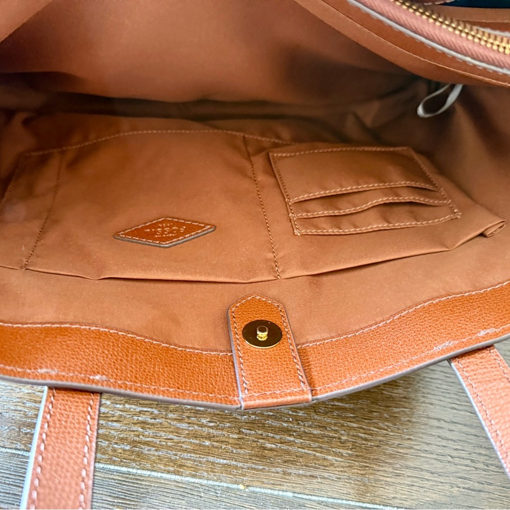 Fossil Large Leather Tote in Cognac Brown - Picture 11 of 14